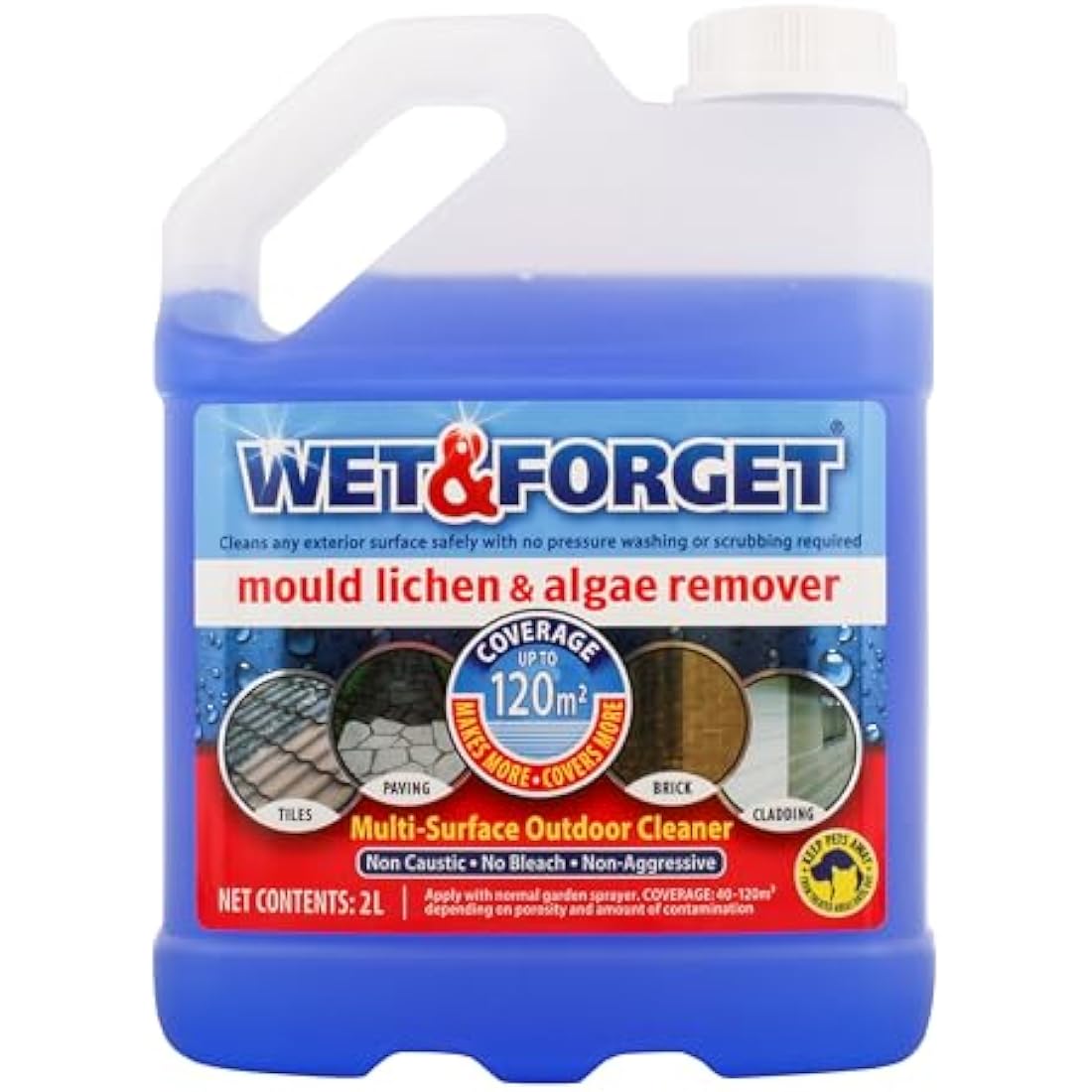 Wet & Forget Outdoor Cleaner – Mould, Lichen & Algae Remover, 2L