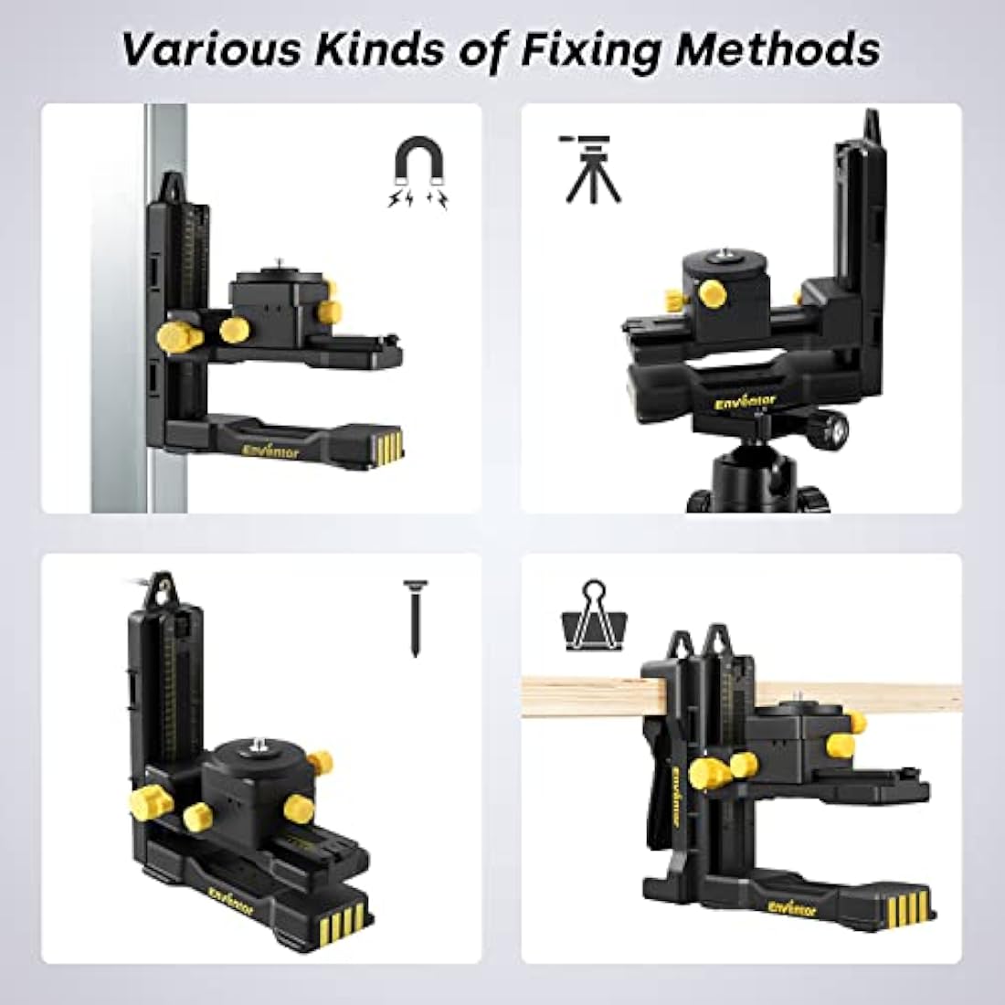 Enventor L-Shape Magnetic Laser Level Bracket | 360° Fine-Tuning Stand