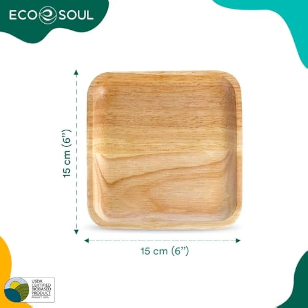 Jolof Store 100ct Palm Leaf Plates – 6 Inch Square Compostable Tableware