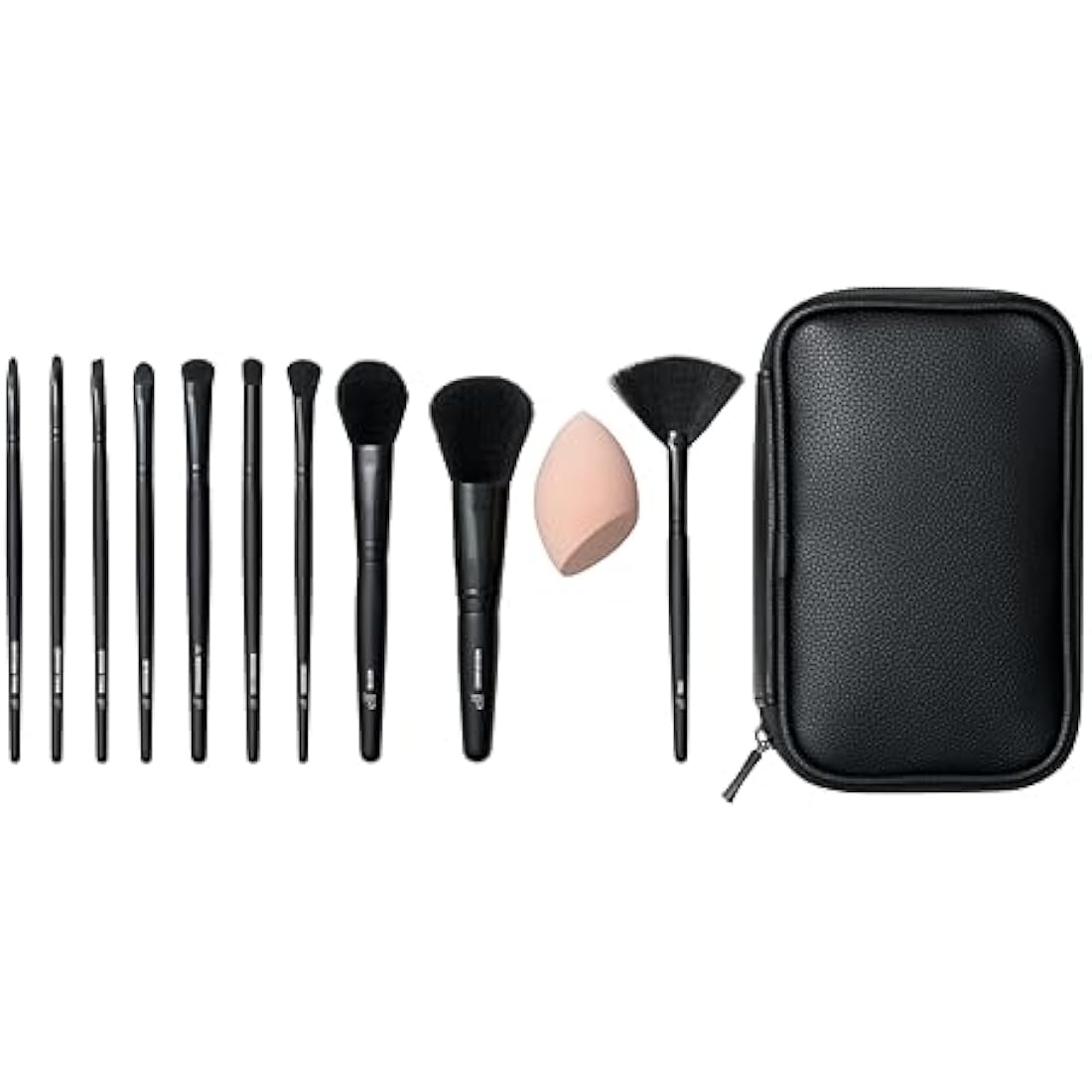 e.l.f. Makeup Brush Set - 11 Piece Vegan Face & Eye Kit with Travel Case