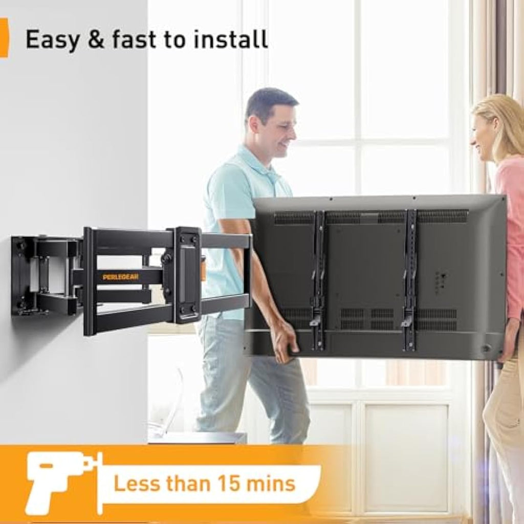 Perlegear Full Motion TV Wall Bracket | 37–82" Swivel & Tilt Steel Mount