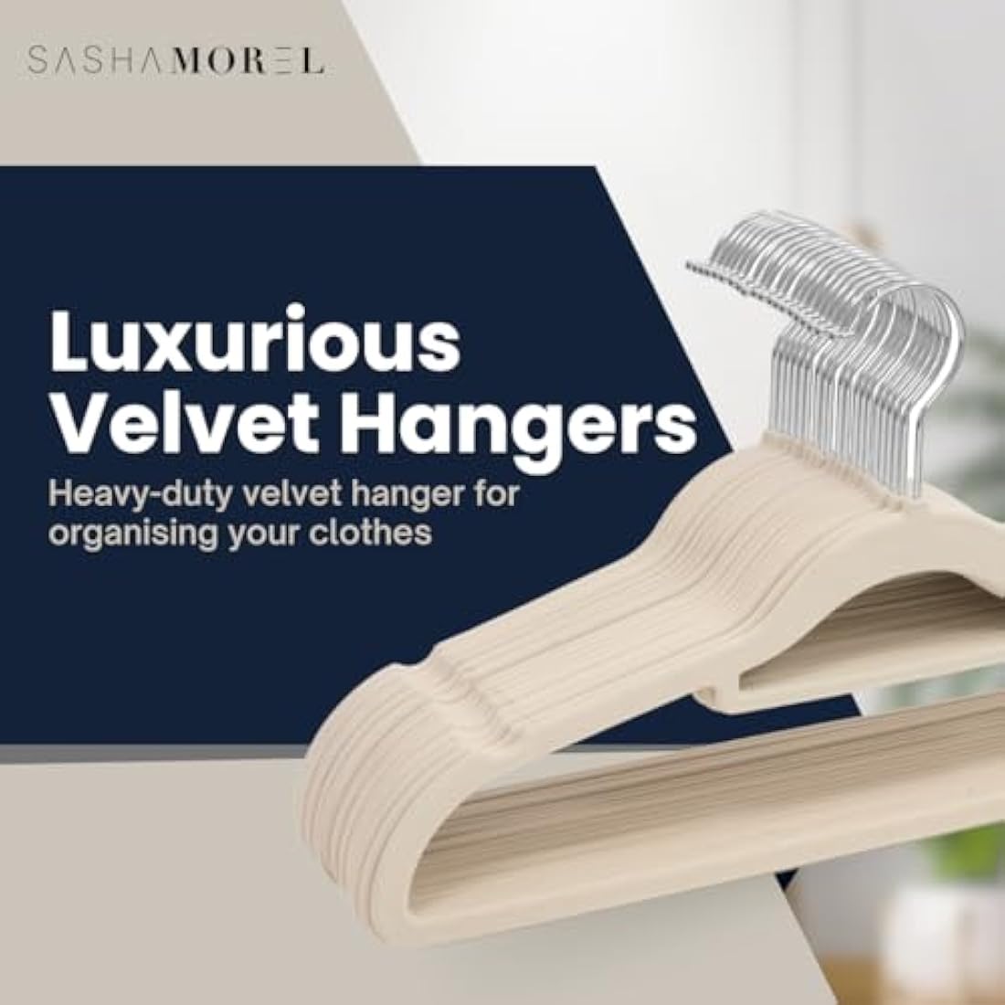 Velvet Coat Hangers – 20 Pack Non-Slip Space Saving – Cream