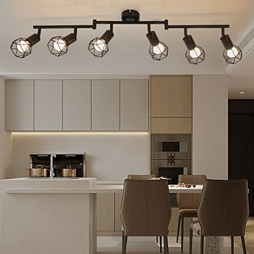 Jolof Store Industrial 6-Light Rotatable Ceiling Spotlight – Matte Black