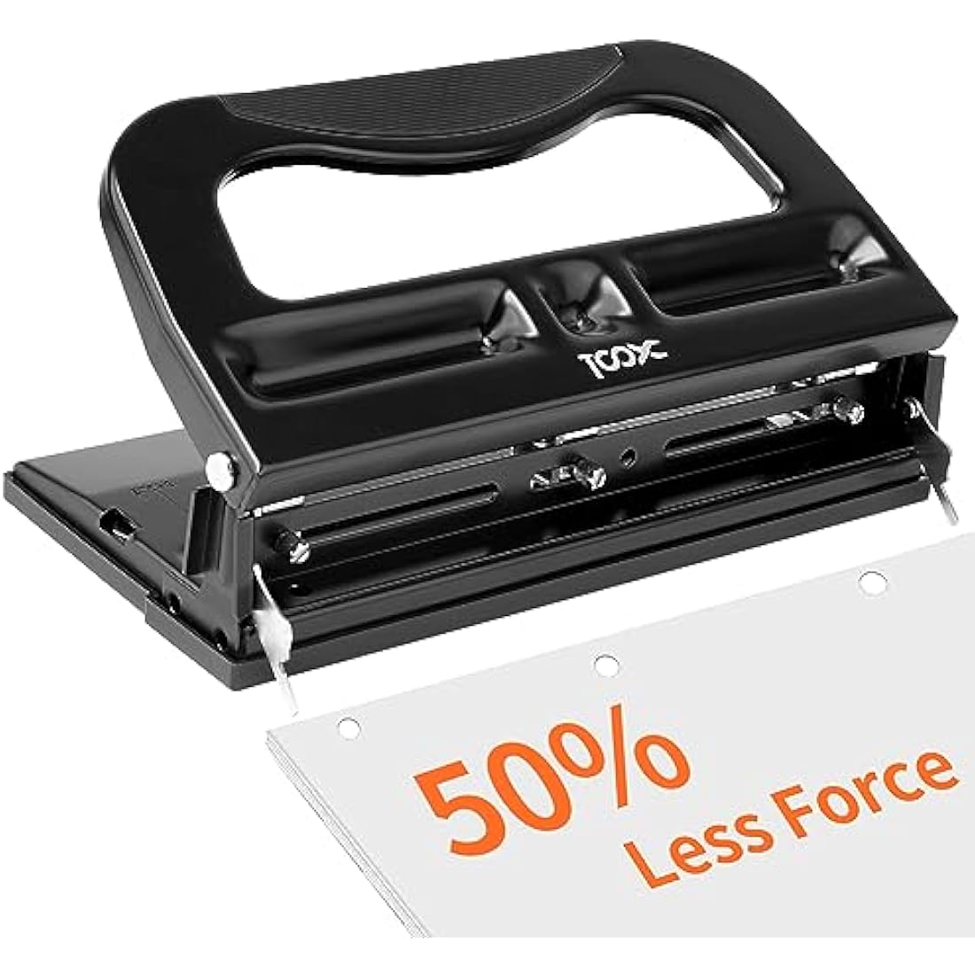 XOOL Heavy Duty 3 Hole Punch | 40-Sheet Capacity Adjustable Metal Puncher