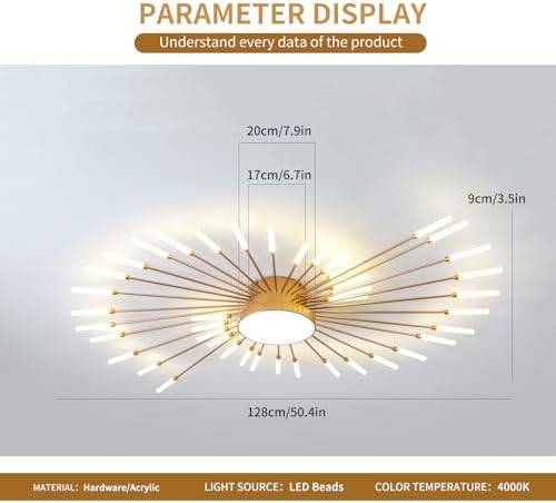 Modern LED Firework Ceiling Light | 43-Head Gold Flush Mount