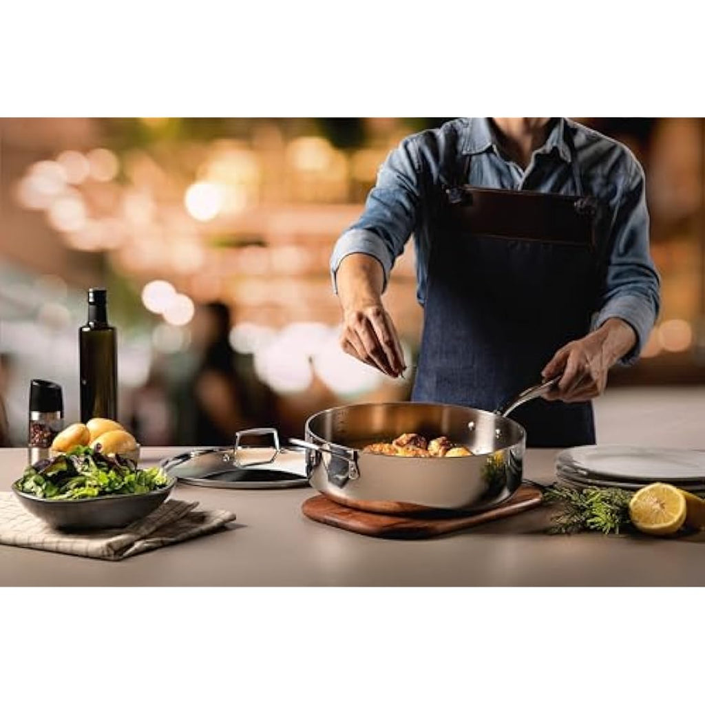 Tramontina 3-Ply Stainless Steel Frying Pan with Lid - 30cm Induction
