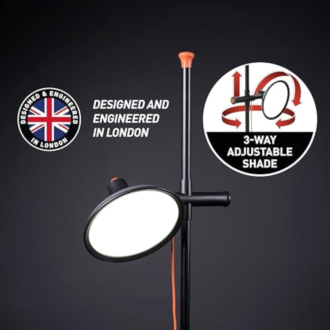 Daylight Artist Studio Lamp 2 – 6000 Lux LED Floor Lamp, 95+ CRI, Black