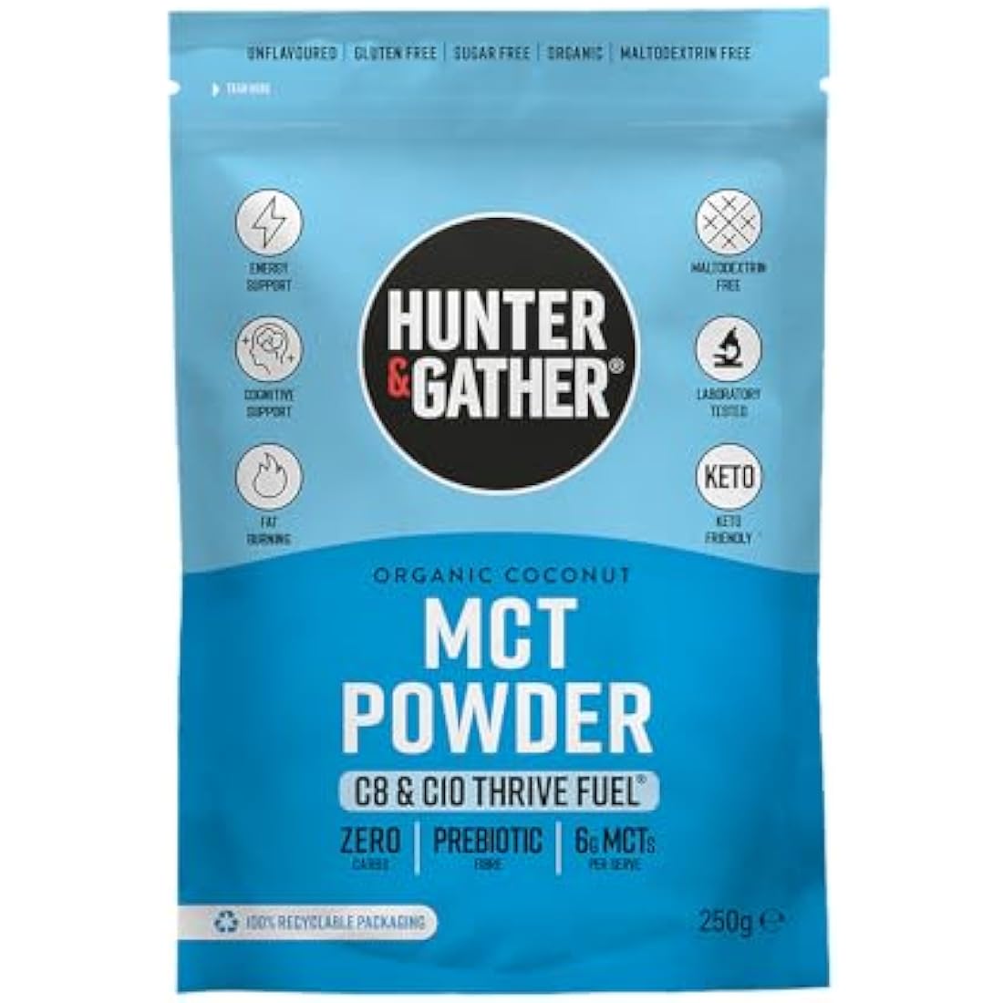 Hunter & Gather C8/C10 MCT Powder – 100% Organic Coconut - 250g
