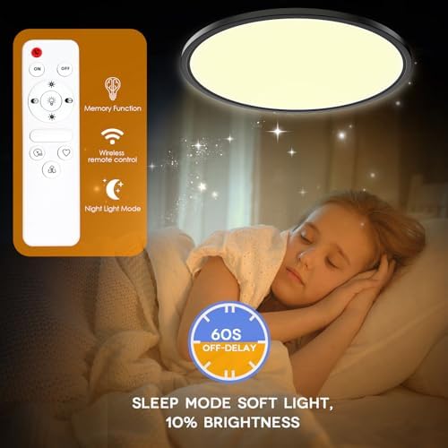 Yexati 24W Dimmable LED Bathroom Ceiling Light with Remote, IP54 - 4 Pack