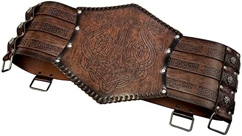 HiiFeuer Viking Waist Armor – Norse Faux Leather Medieval LARP Belt