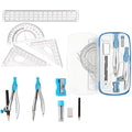 MHwan 10-Piece Maths Geometry Set with Metal Compass and Case - Blue