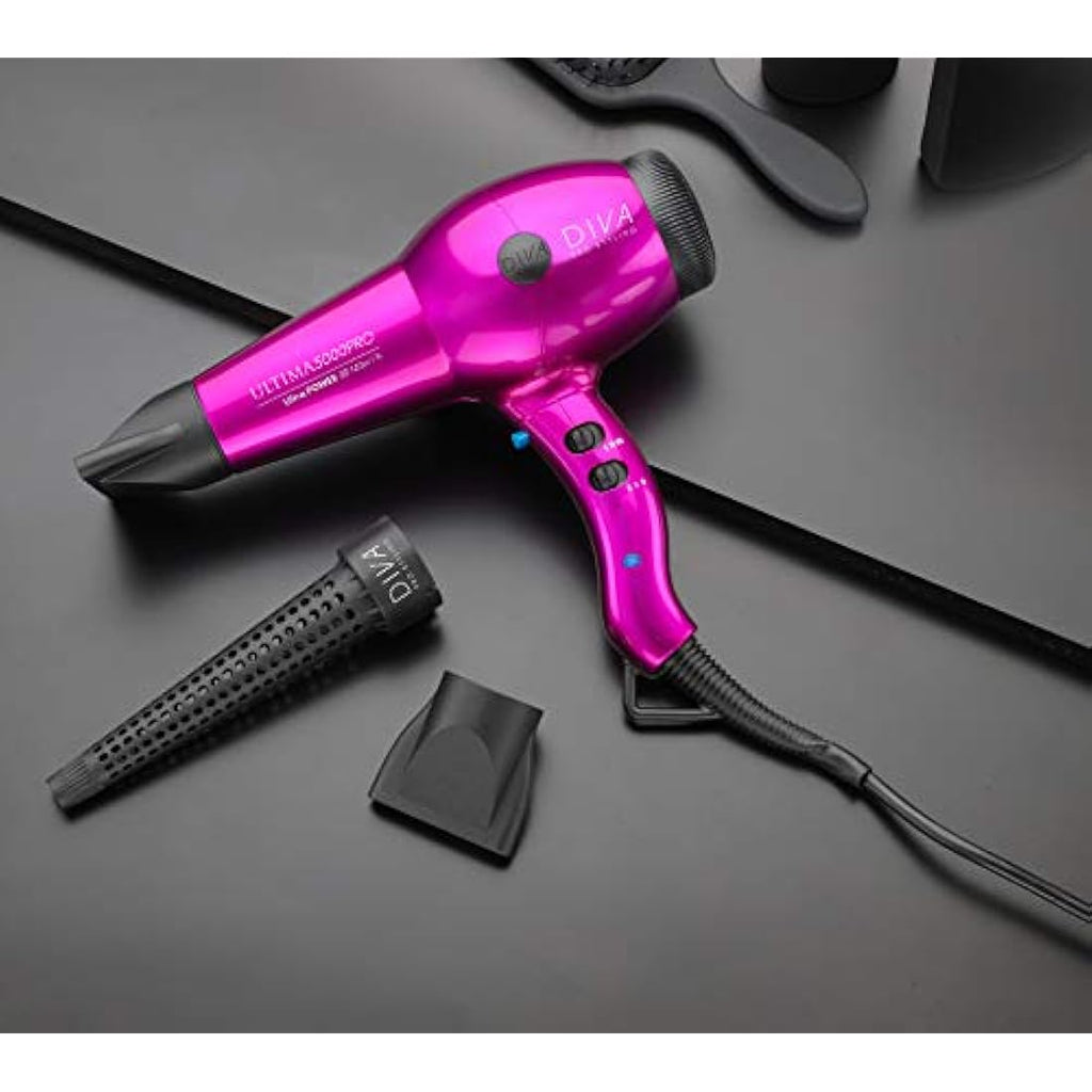 Diva Professional Ultima 5000 Ionic Tourmaline Hairdryer – Pink