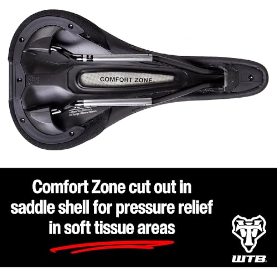 WTB Volt Bike Saddle - 142mm Gel Padded MTB Seat with Cromoly Rails