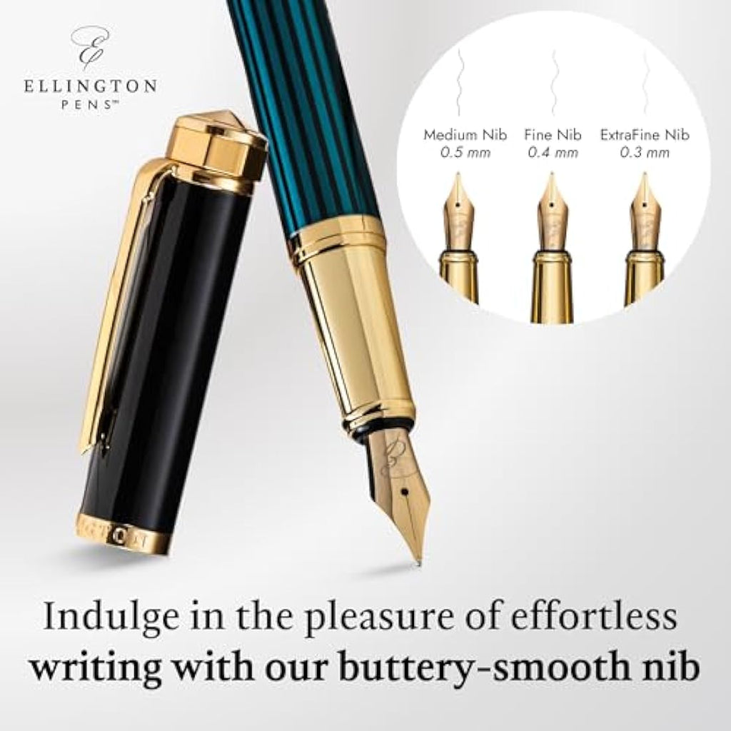 Ellington Luxury Fountain Pen Set – Refillable Calligraphy Pen with Ink