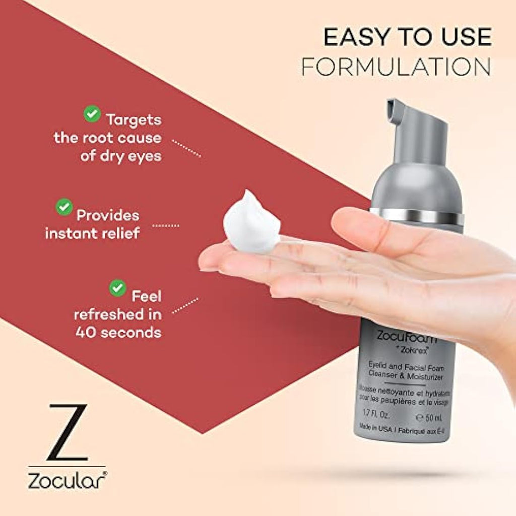 Zocular ZocuFoam Eyelid Cleanser – Okra-Based Foam for Dry Eyes, 50ml