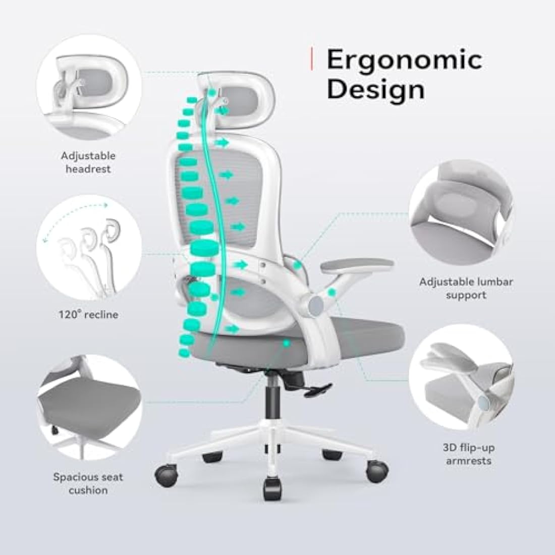 SIHOO M102C Ergonomic Mesh Office Chair | High Back Desk Chair with Lumbar