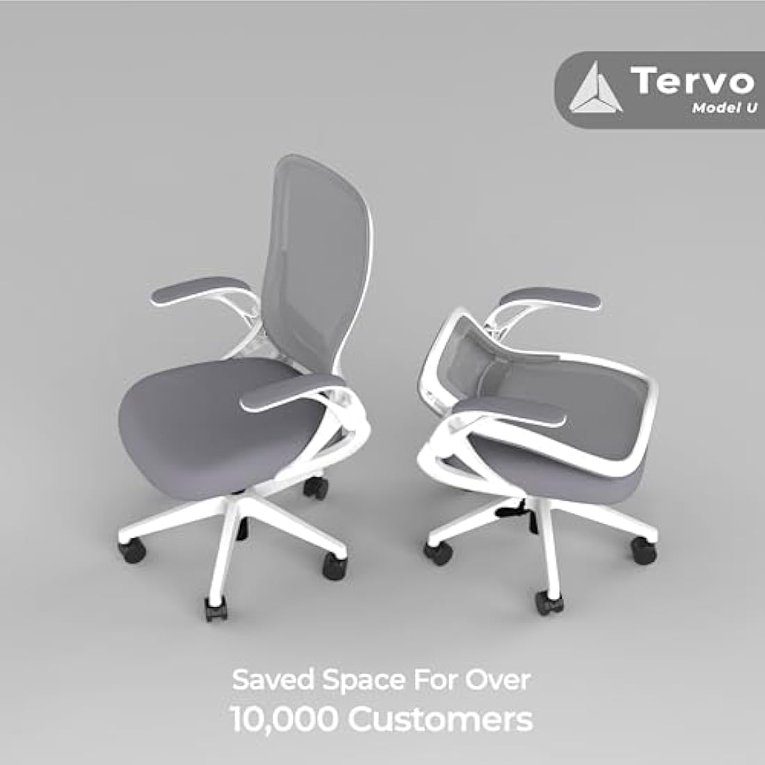 Tervo Model U – Foldable Ergonomic Mesh Office Chair with Flip-Up Arms