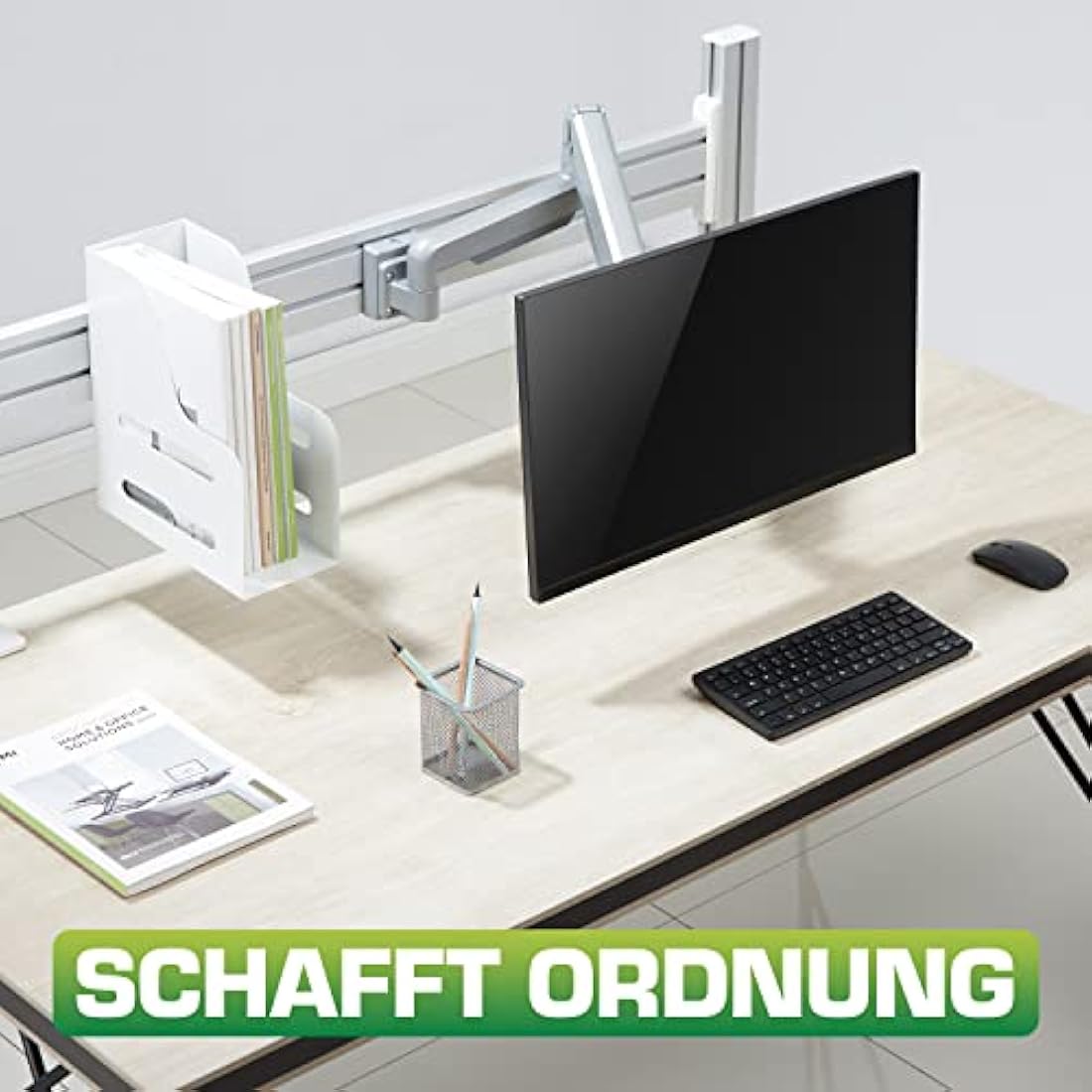 InLine Slatwall Monitor Bracket Long – Ergonomic Mount in White