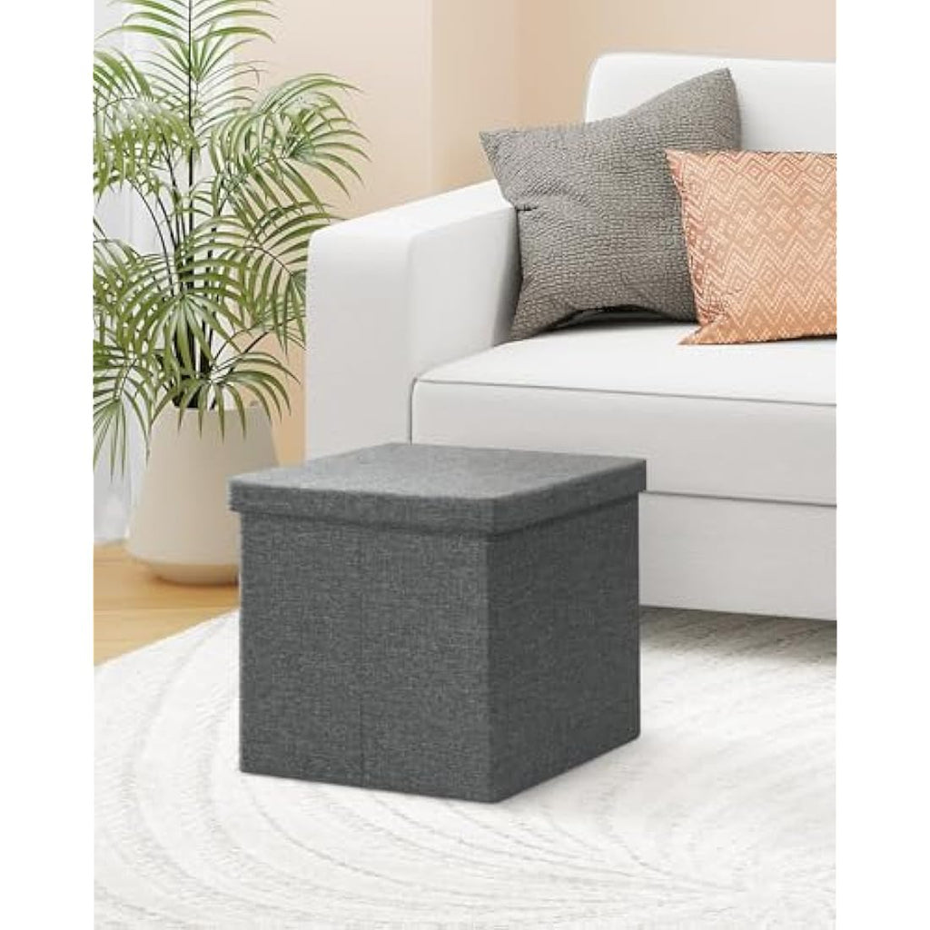 Grey Storage Ottoman – Foldable Toy Box & Coffee Table