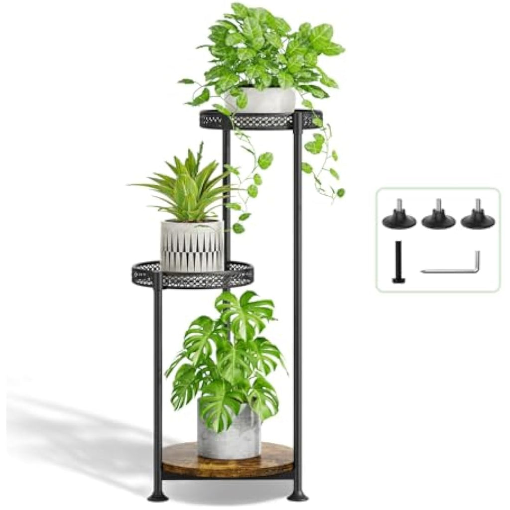 3-Tier Corner Plant Stand – Metal & Wood Flower Display Rack
