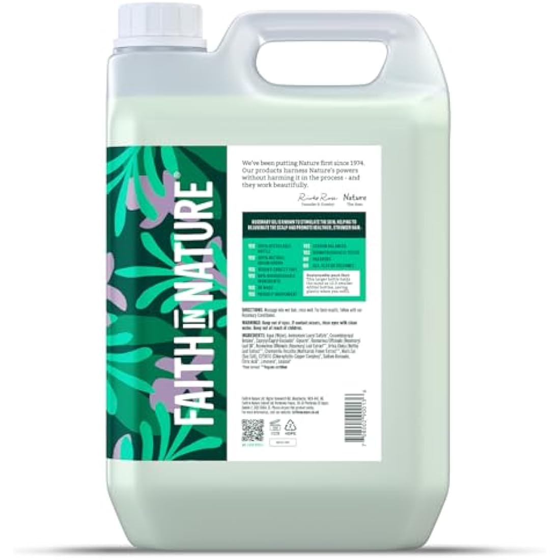 Faith In Nature Rosemary Shampoo – Natural Scalp Care – 5L Refill