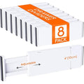 8 Pack Adjustable Drawer Dividers | 11-17" Plastic Organizers