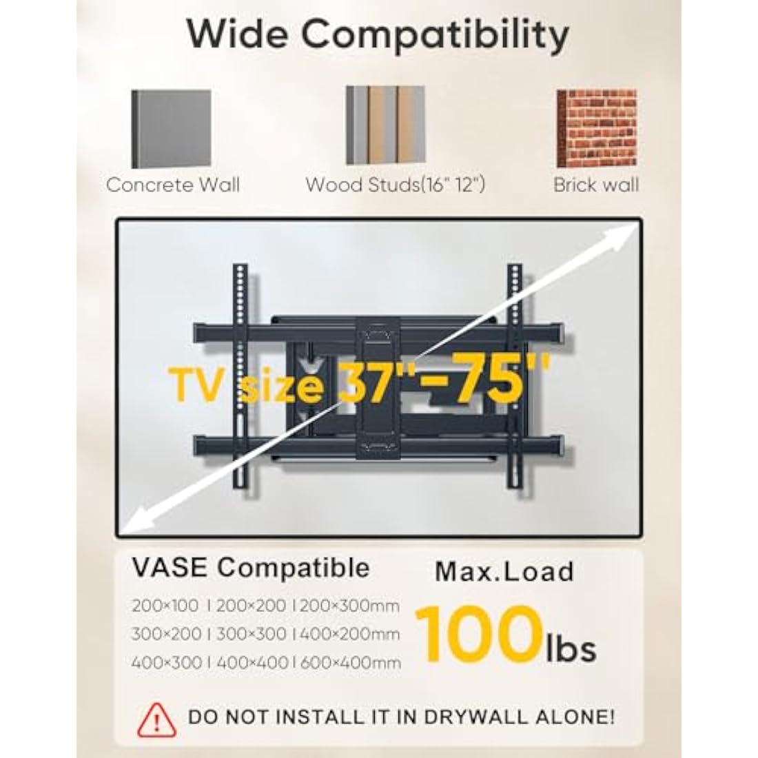 Forging Mount Long Reach TV Wall Bracket | Full Motion Corner Mount 37-75"