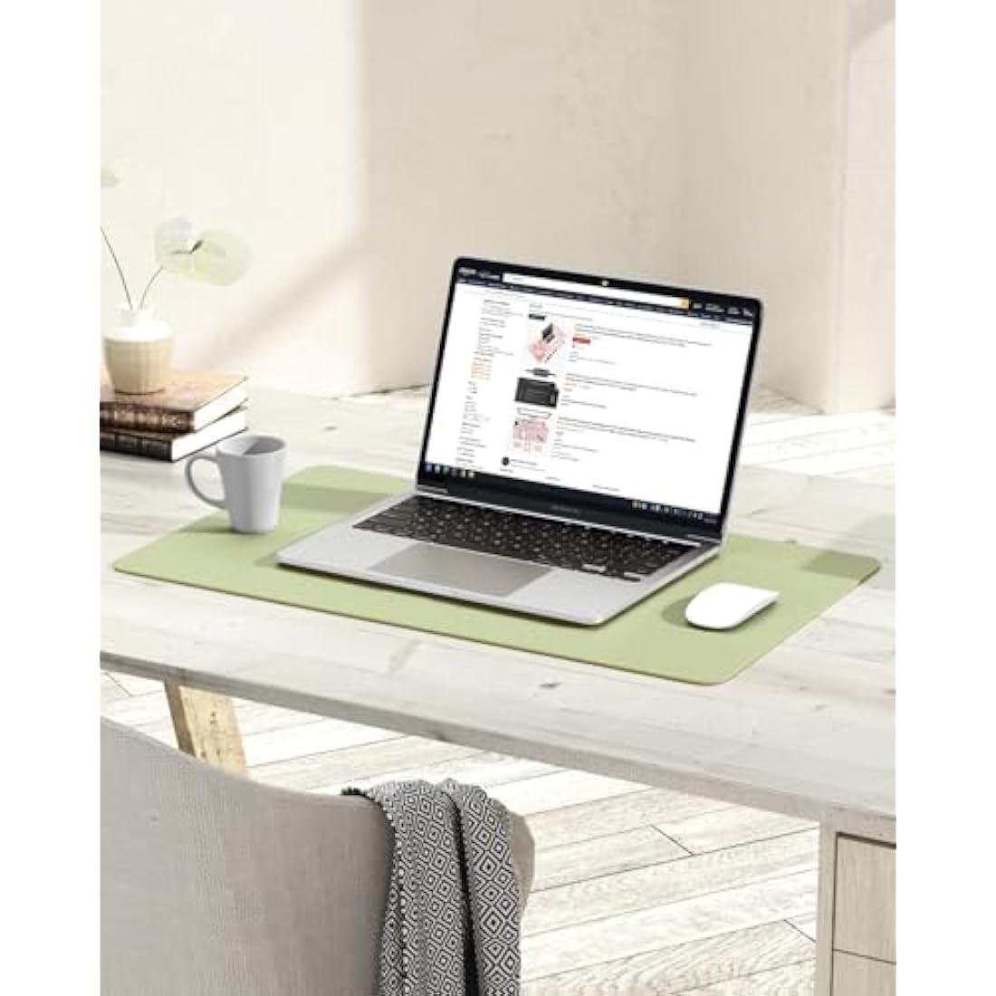 YSAGi Non-Slip PVC Leather Desk Pad | Waterproof Writing Mat, Matcha Green