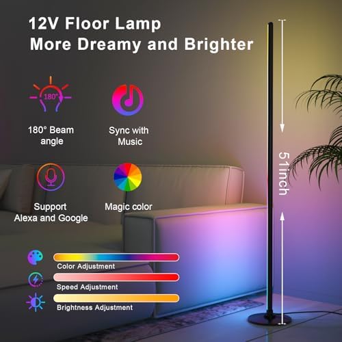 Lanmonlily RGBIC Smart Corner Floor Lamp | Alexa & Music Sync