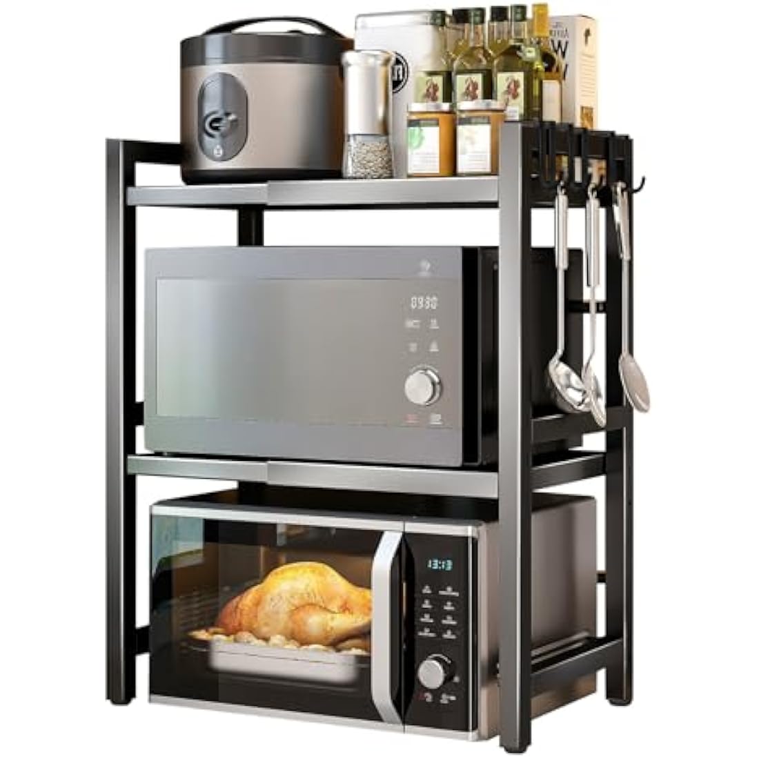Haipky 3-Tier Expandable Microwave Oven Rack – Adjustable Metal Kitchen Shelf