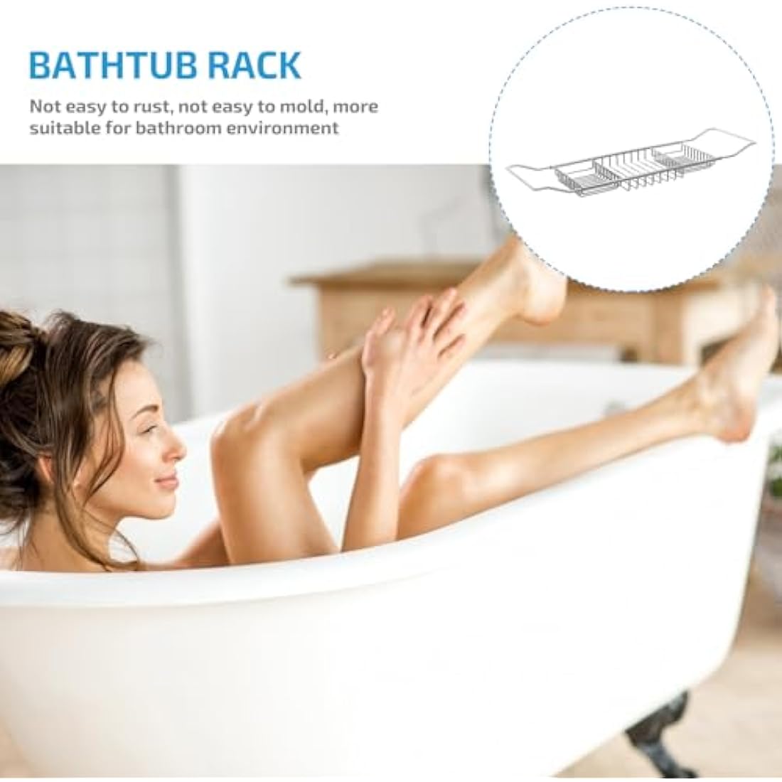 Stainless Steel Bathtub Tray – Extendable Bath Caddy Silver