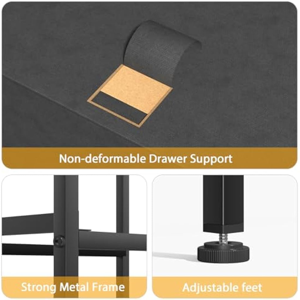 6-Drawer Fabric Dresser – Vertical Chest of Drawers, Black