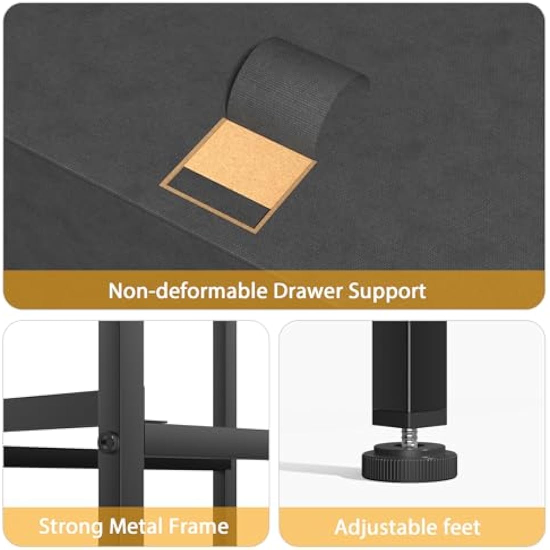 6-Drawer Fabric Dresser – Vertical Chest of Drawers, Black