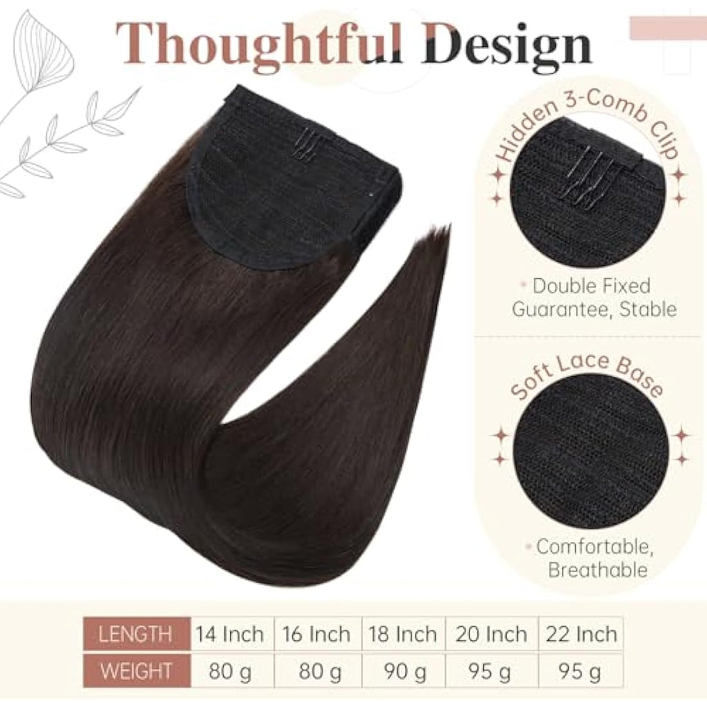Elailite Remy Human Hair Ponytail Extension | Wrap Around – 14 Inch