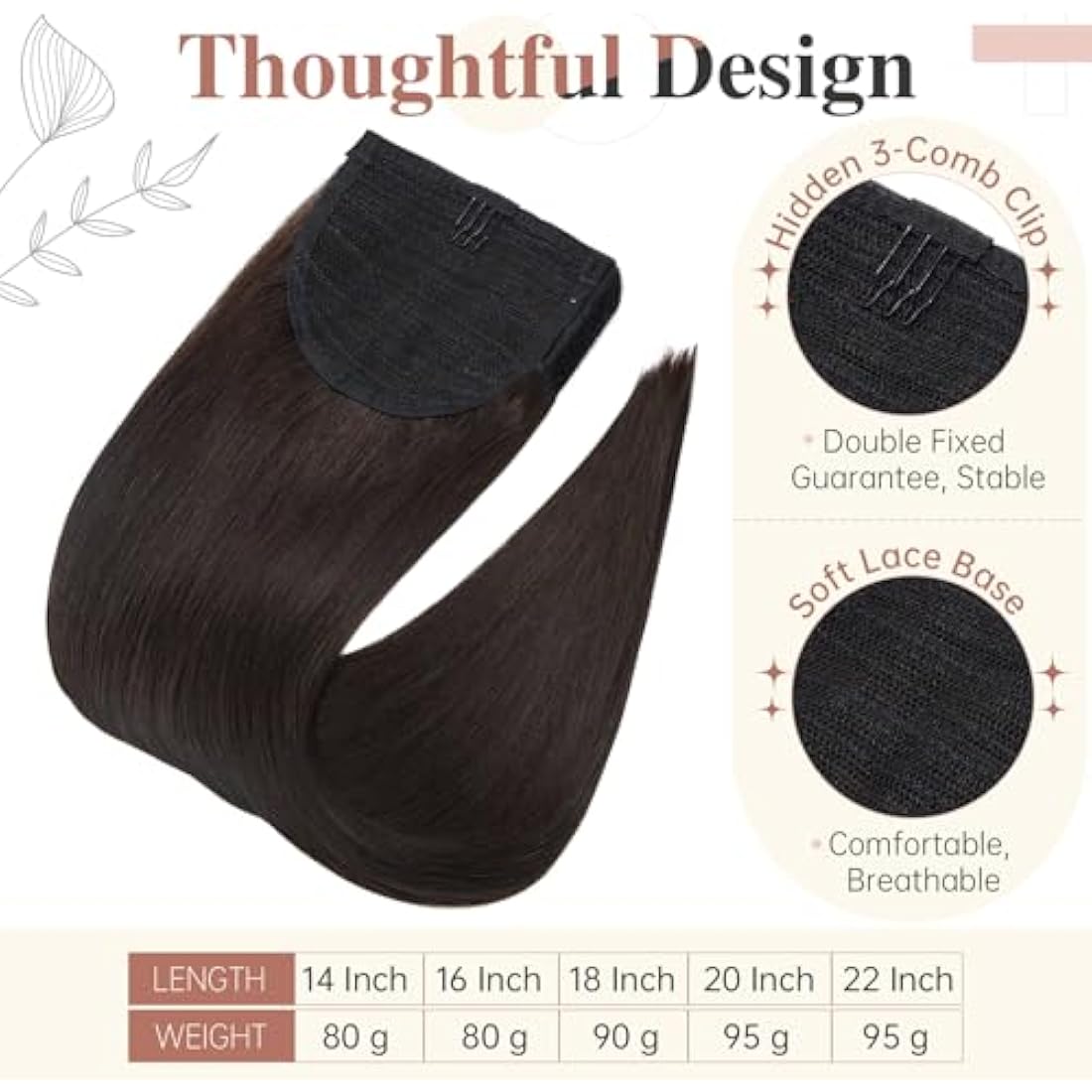 Elailite Remy Human Hair Ponytail Extension | Wrap Around – 14 Inch
