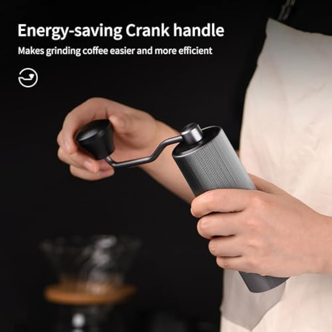 ELMWAY Manual Coffee Grinder – Stainless Steel Burr & Aluminium Body