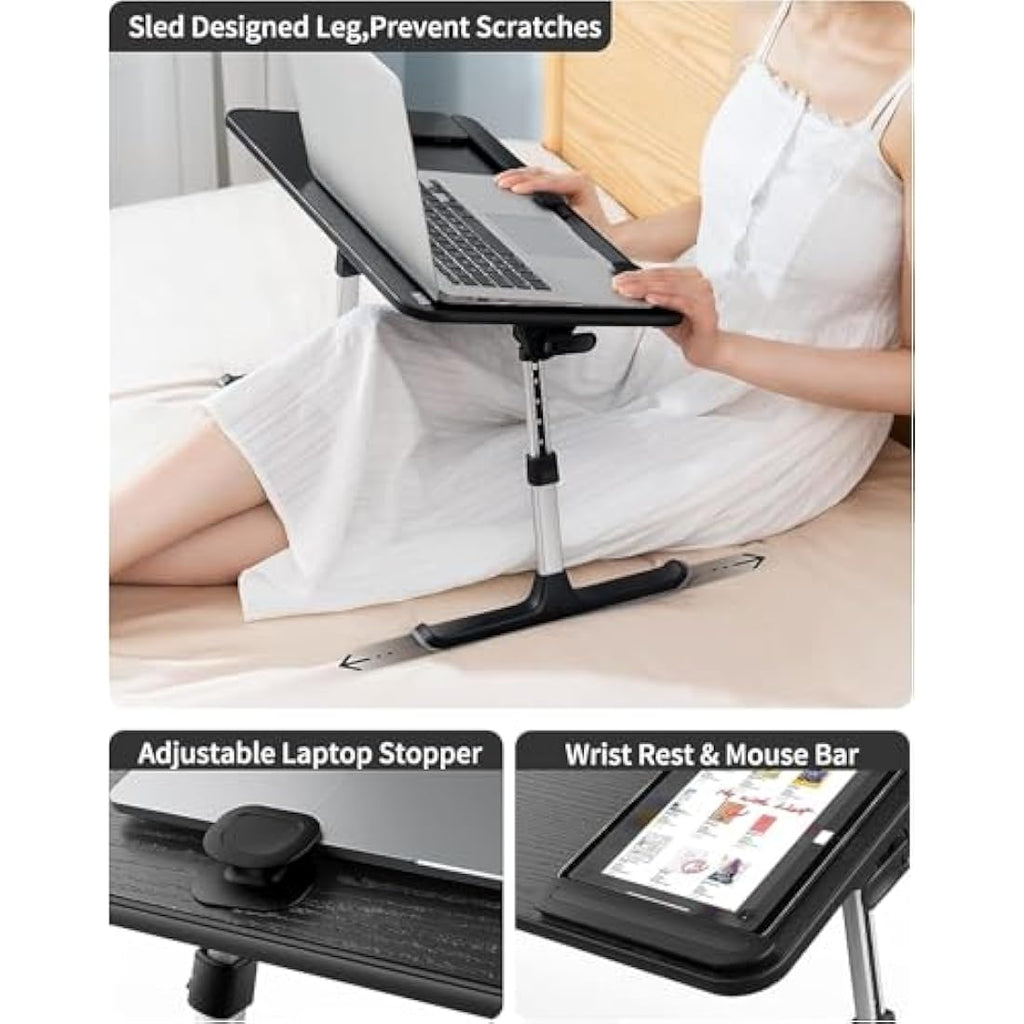 SAIJI Adjustable Laptop Bed Tray – Foldable Ergonomic Desk (Black)