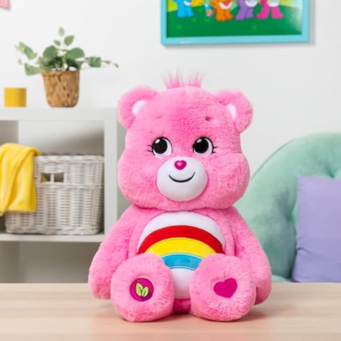 Care Bears Cheer Bear 35cm Medium Plush - Pink Rainbow Soft Toy
