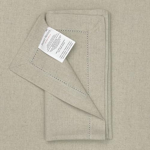 Sweet Needle Pure Linen Napkins - Hemstitch Natural 50x50 CM | Pack of 6