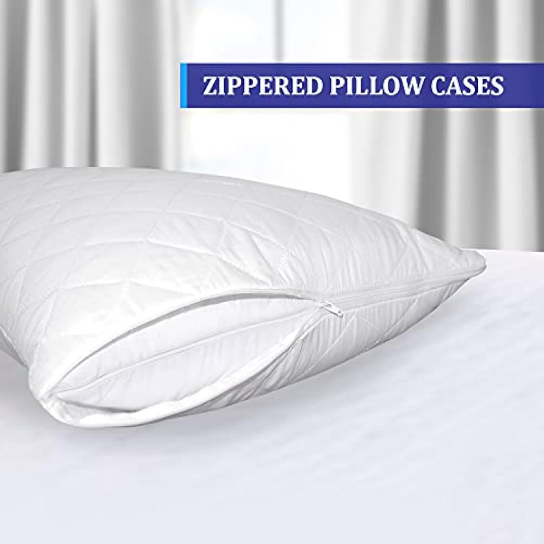 Eutony Quilted Pillow Protectors 2 Pack | Soft Microfiber Zipped Covers