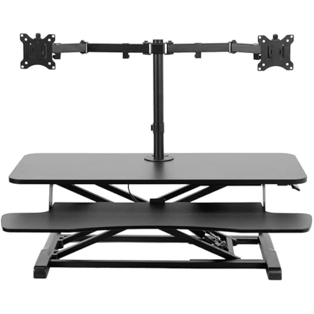 VIVO 91cm Standing Desk Converter | Dual Monitor Mount Riser - Black