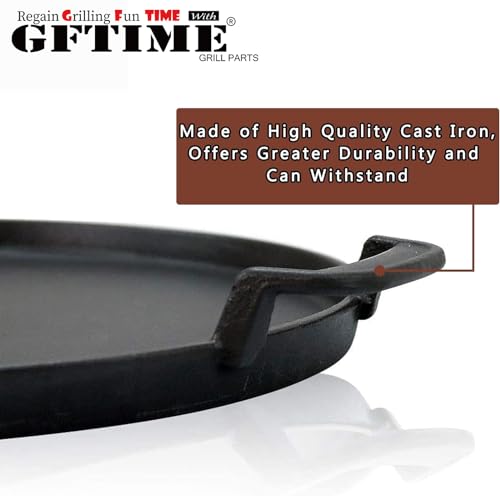 GFTIME 30.9cm Cast Iron Round Griddle for Weber 57cm Charcoal Grills