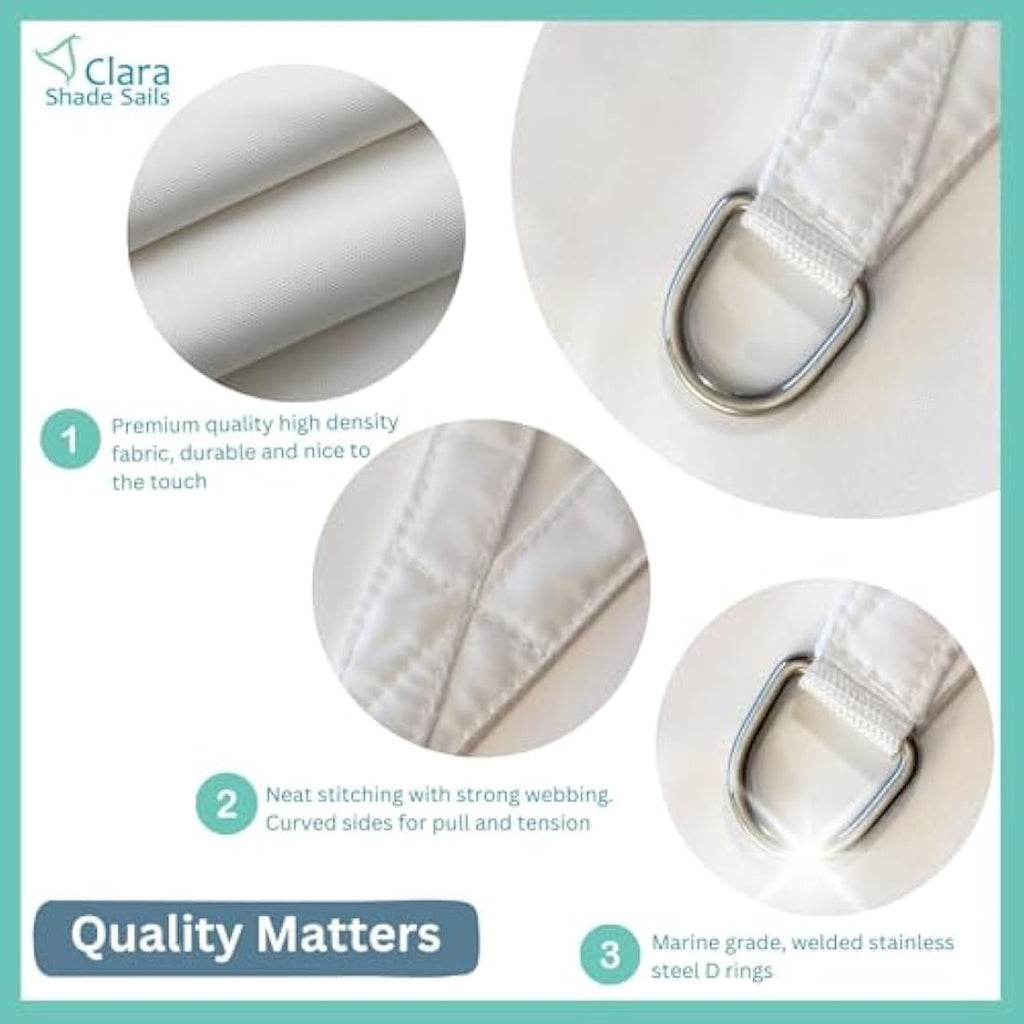 Clara Shade Sails | 6x4m White Rectangle Waterproof Garden Canopy