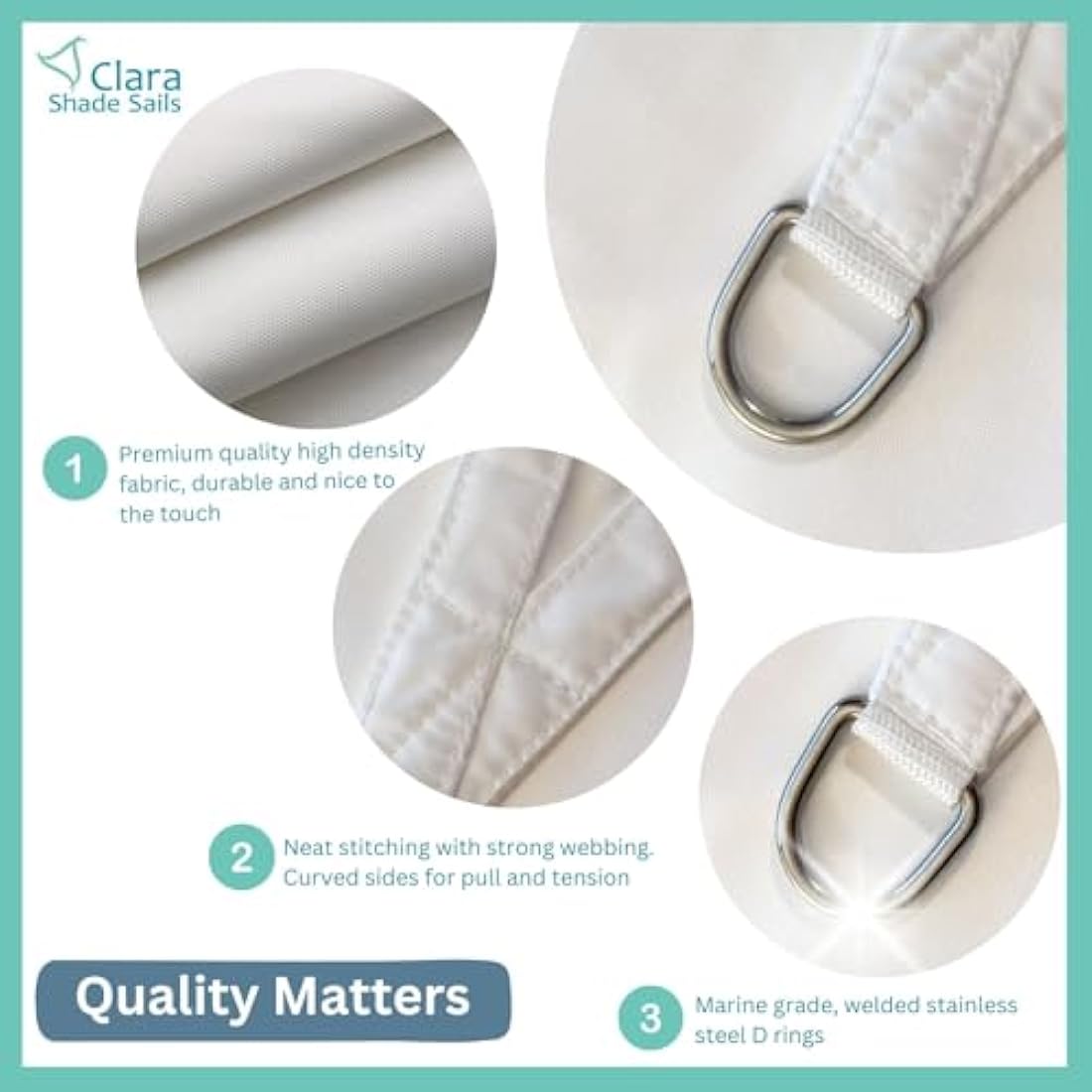 Clara Shade Sails | 6x4m White Rectangle Waterproof Garden Canopy