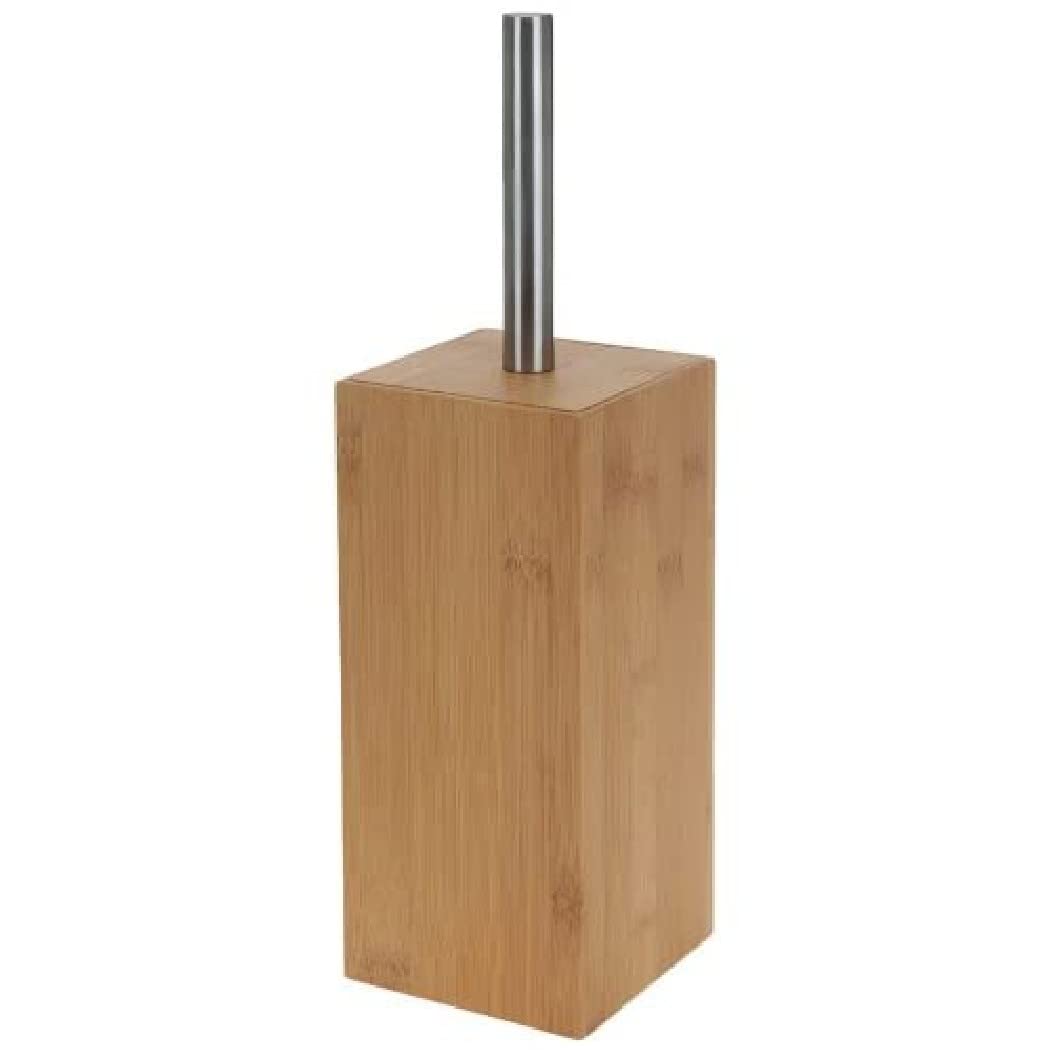 Bamboo Toilet Brush Holder by  – Stainless Steel Bathroom Set