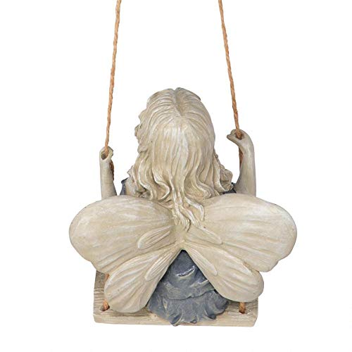 Design Toscano Summertime Fairy on a Swing Hanging Garden Statue, 29 cm