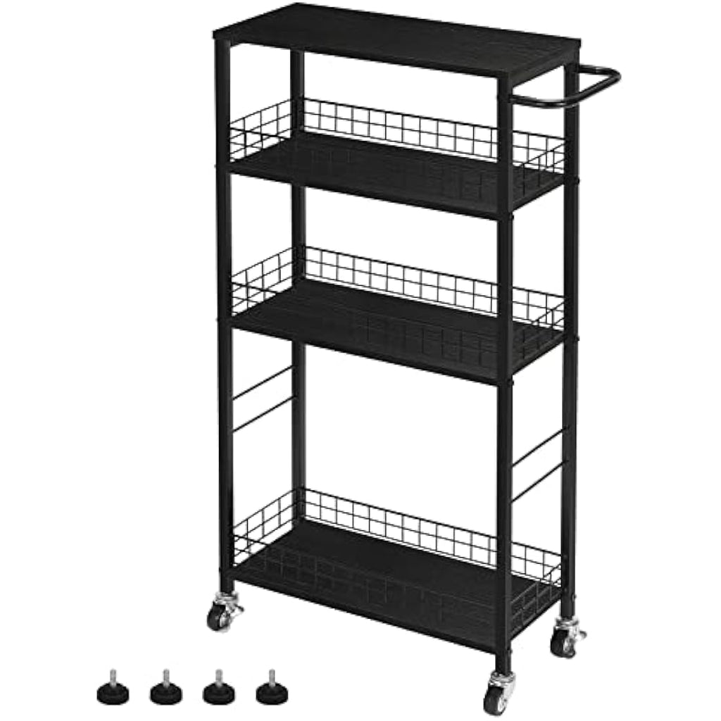 Jolof Store 4-Tier Slim Rolling Storage Cart – Narrow Metal Utility Trolley