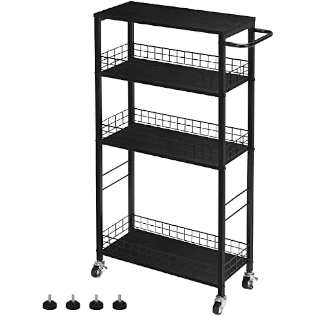 Jolof Store 4-Tier Slim Rolling Storage Cart – Narrow Metal Utility Trolley