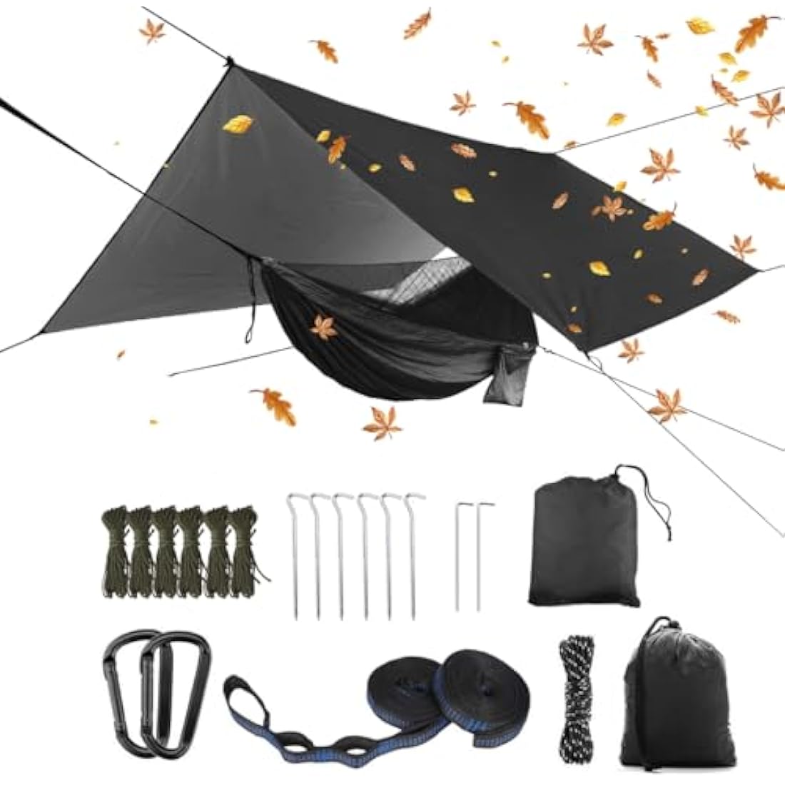 Camping Hammock with Mosquito Net and Waterproof Rainfly