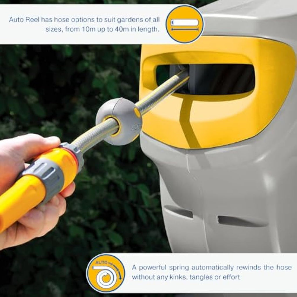 Hozelock Auto Reel Wall-Mounted 40m Garden Hose – Auto-Rewind System